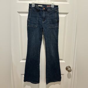 Pilcro Blue Flare Wide Leg Jeans
